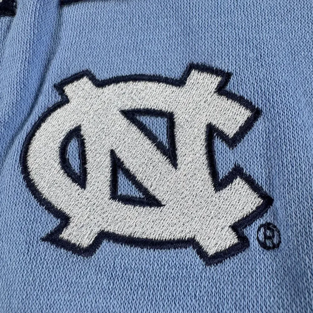 VTG 90s UNC North Carolina Tar Heels Embroidered Hoodie Large Blue Pullover Y2K